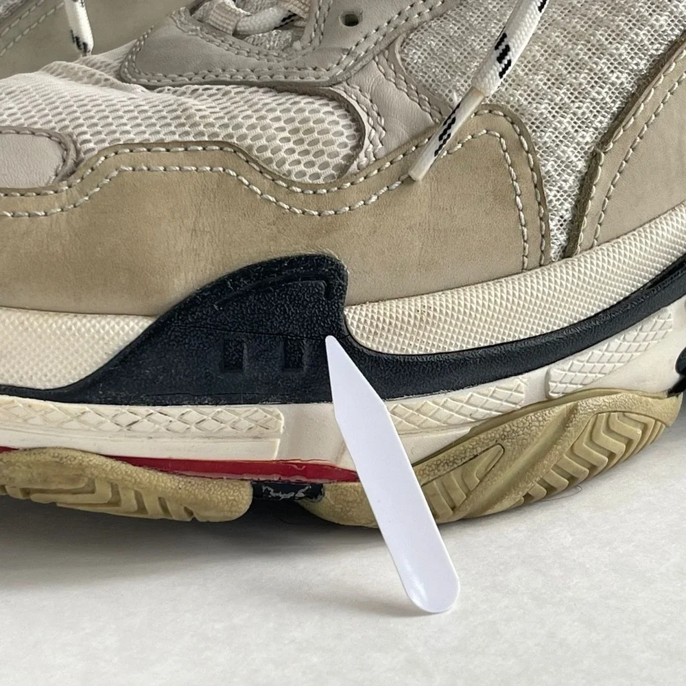 Balenciaga Triple S Sneakers Size 45 / US 11 Beige White Red Distressed